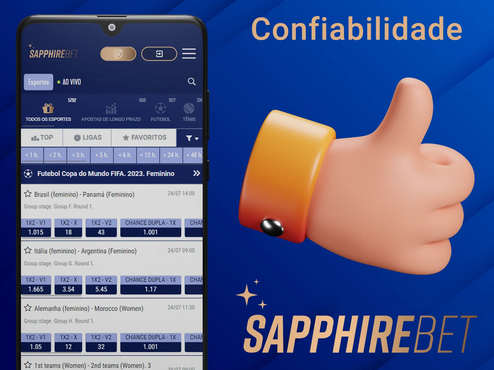 O aplicativo Sapphirebet é confortável de usar,