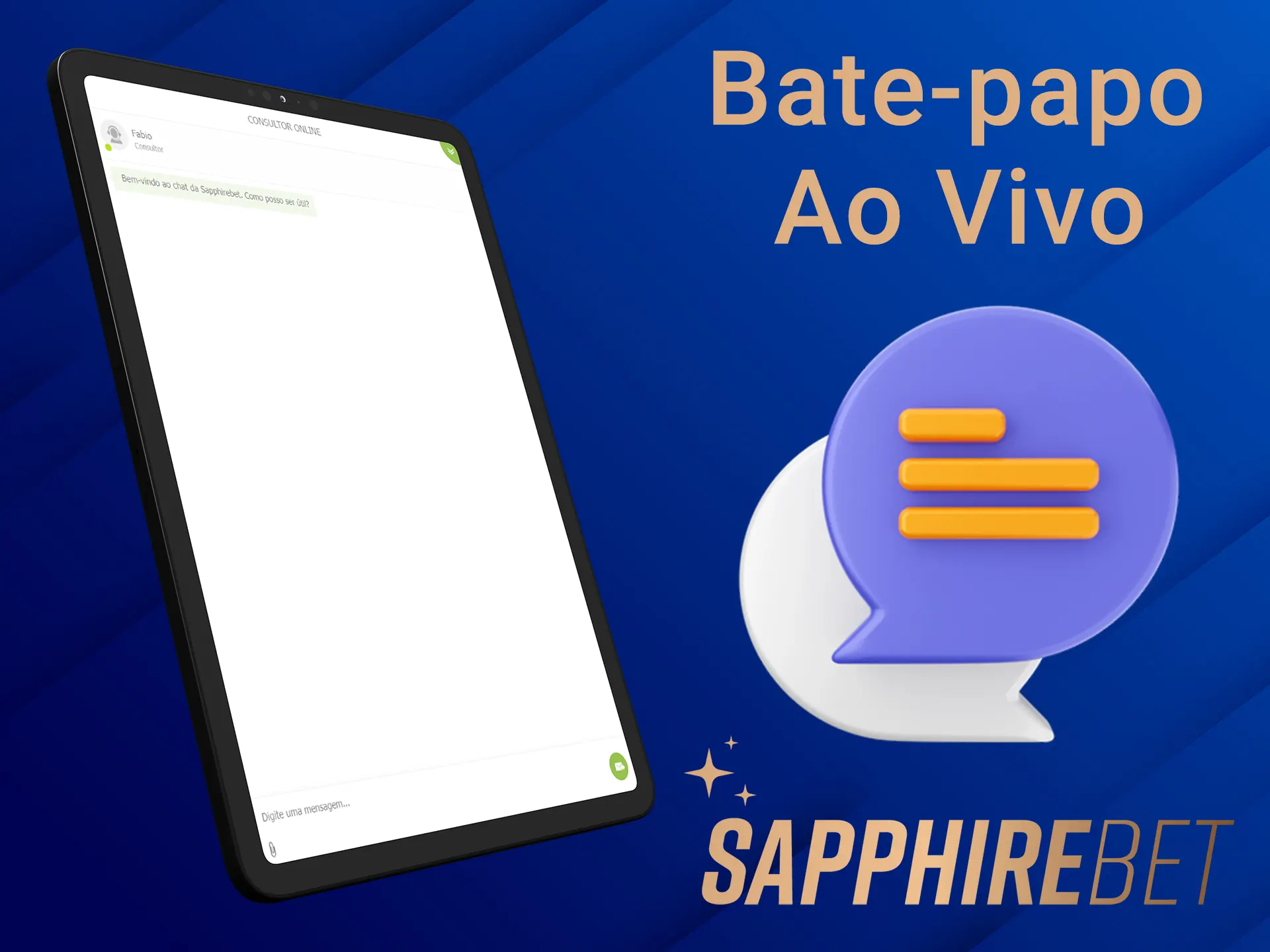 Envie sua pergunta para o aplicativo Sapphirebet no bate-papo on-line.