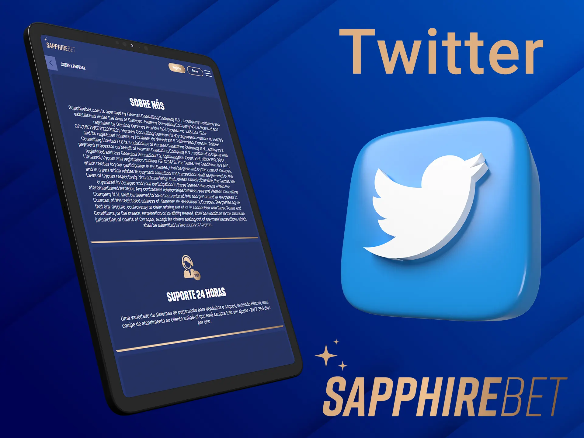 Envie sua pergunta para a conta oficial da Sapphirebet no Twitter.