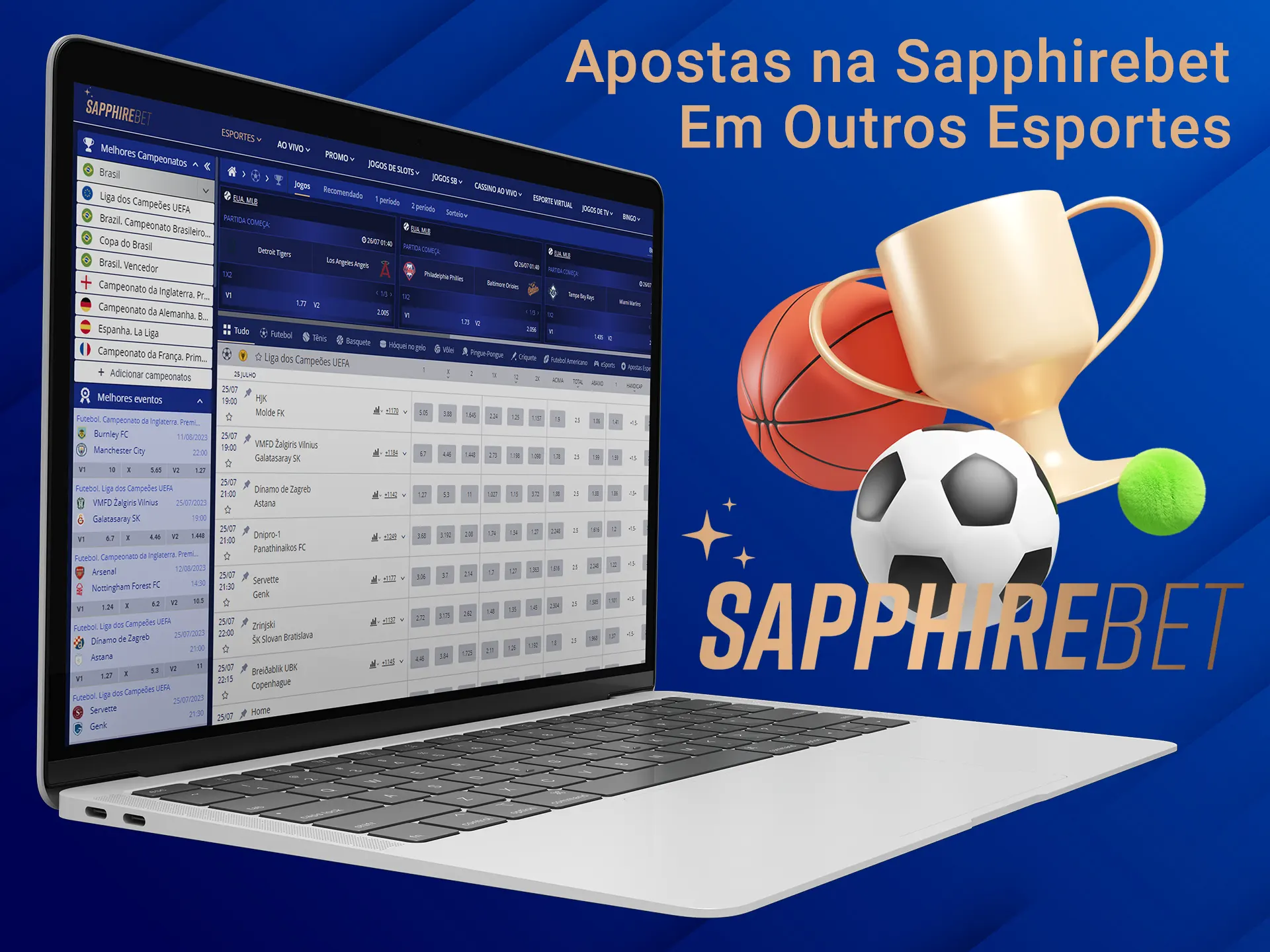 Aposte em diferentes esportes e esports na página de esportes da Sapphirebet.