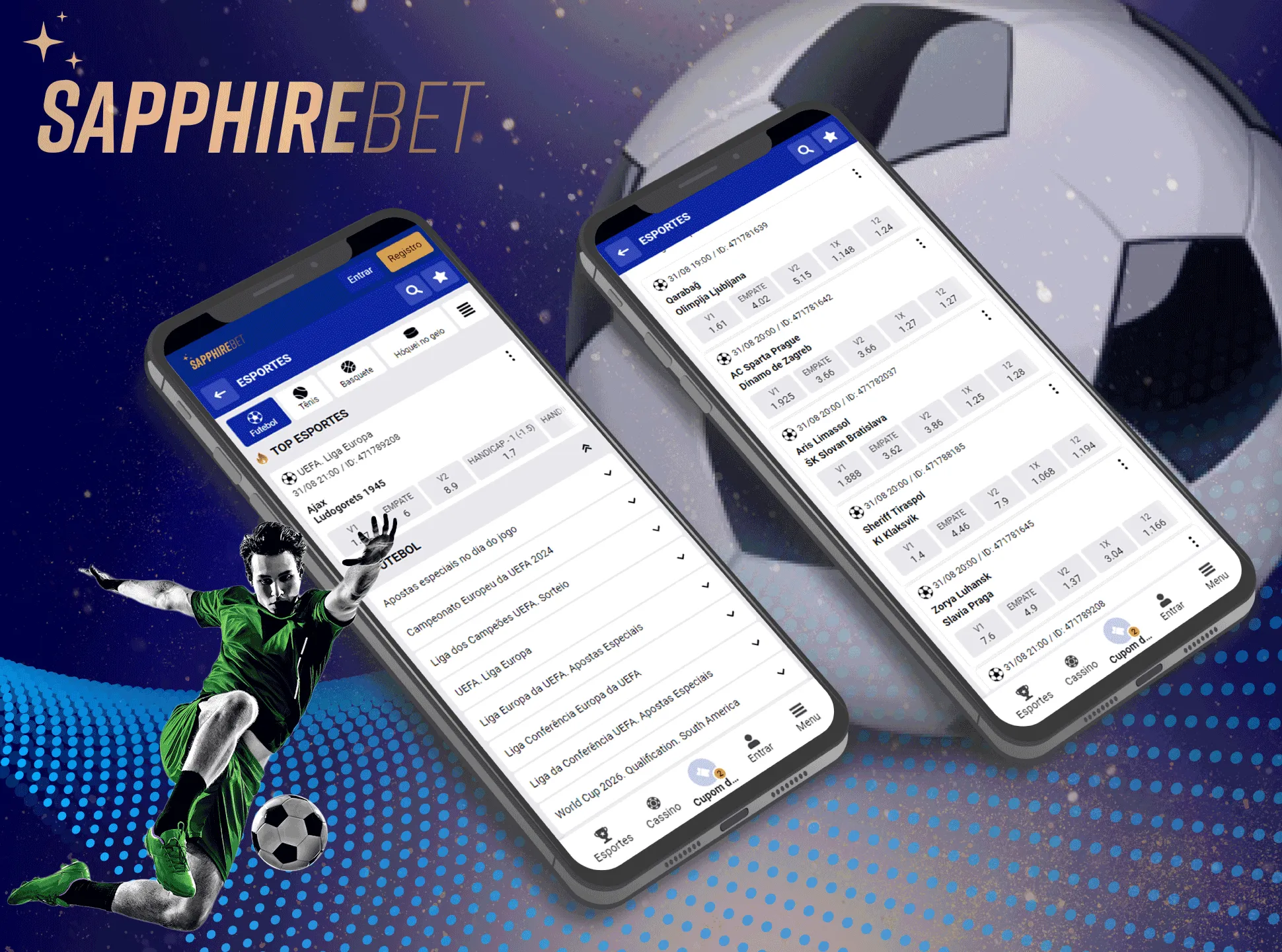 Você pode instalar o aplicativo Sapphirebet para fazer apostas em seu smartphone.