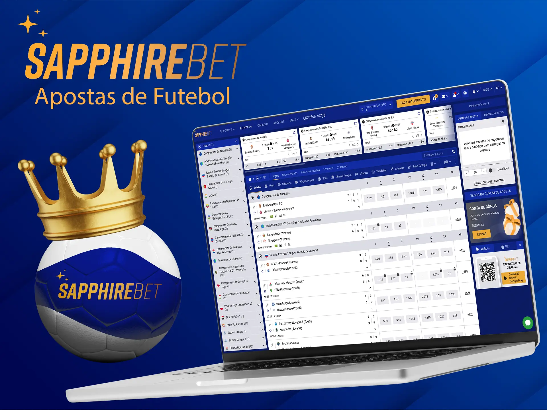Os fãs de futebol apreciarão o número de campeonatos e apostas disponíveis no Sapphirebet Casino.