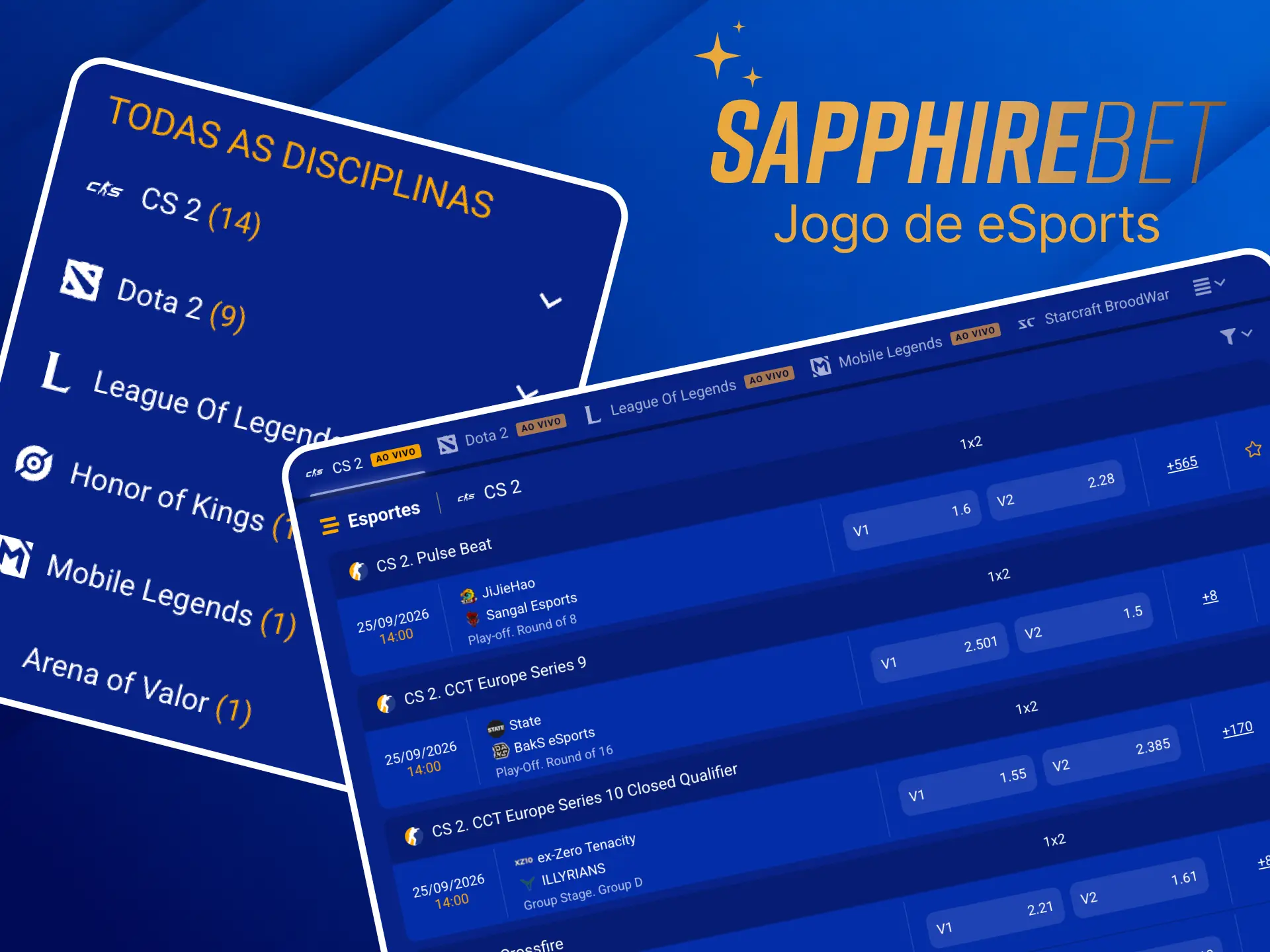 Conheça os jogos de esportes eletrônicos disponíveis na Sapphirebet.