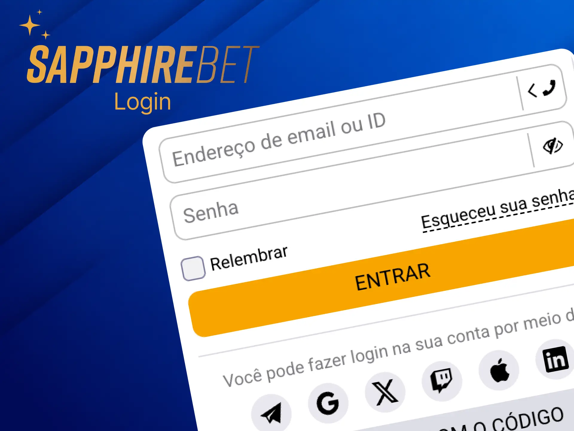 Faça login em sua conta no SapphireBet.